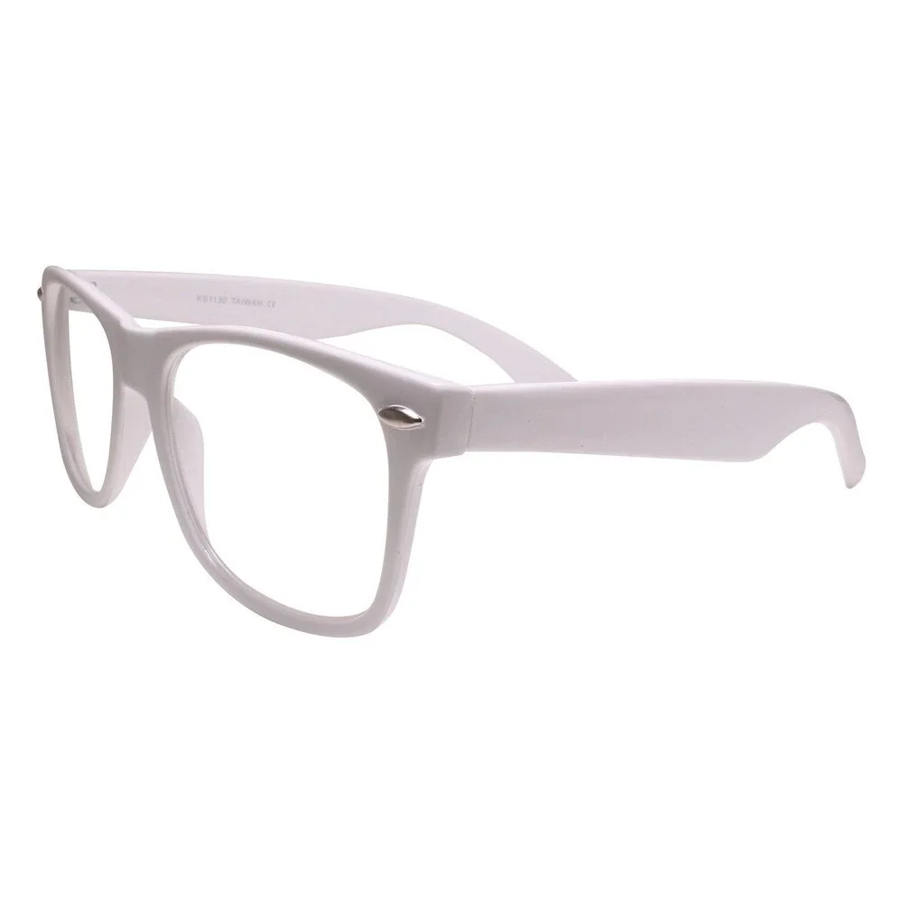 Classy 80s 90s Dapper Clubbing Horn Rimmed White Frame Clear Lens Glasses